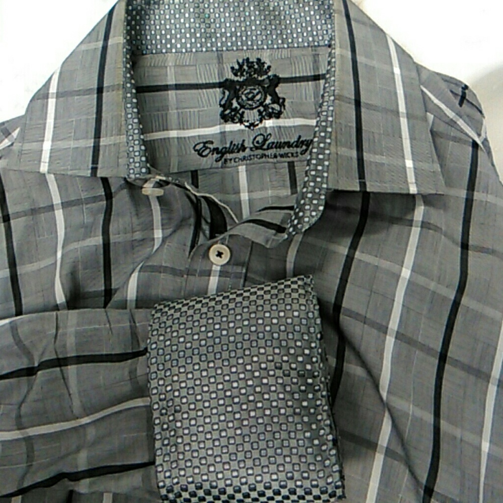 Grey white black button up